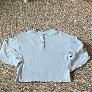 Old Navy Sky Blue Waffle Knit Henley